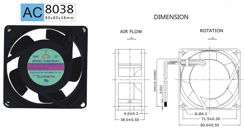 台灣向日葵黄色网站SJ8038HA2-AC軸流風機